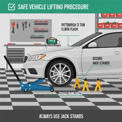Importance of using jack stands with a floor jack for safety